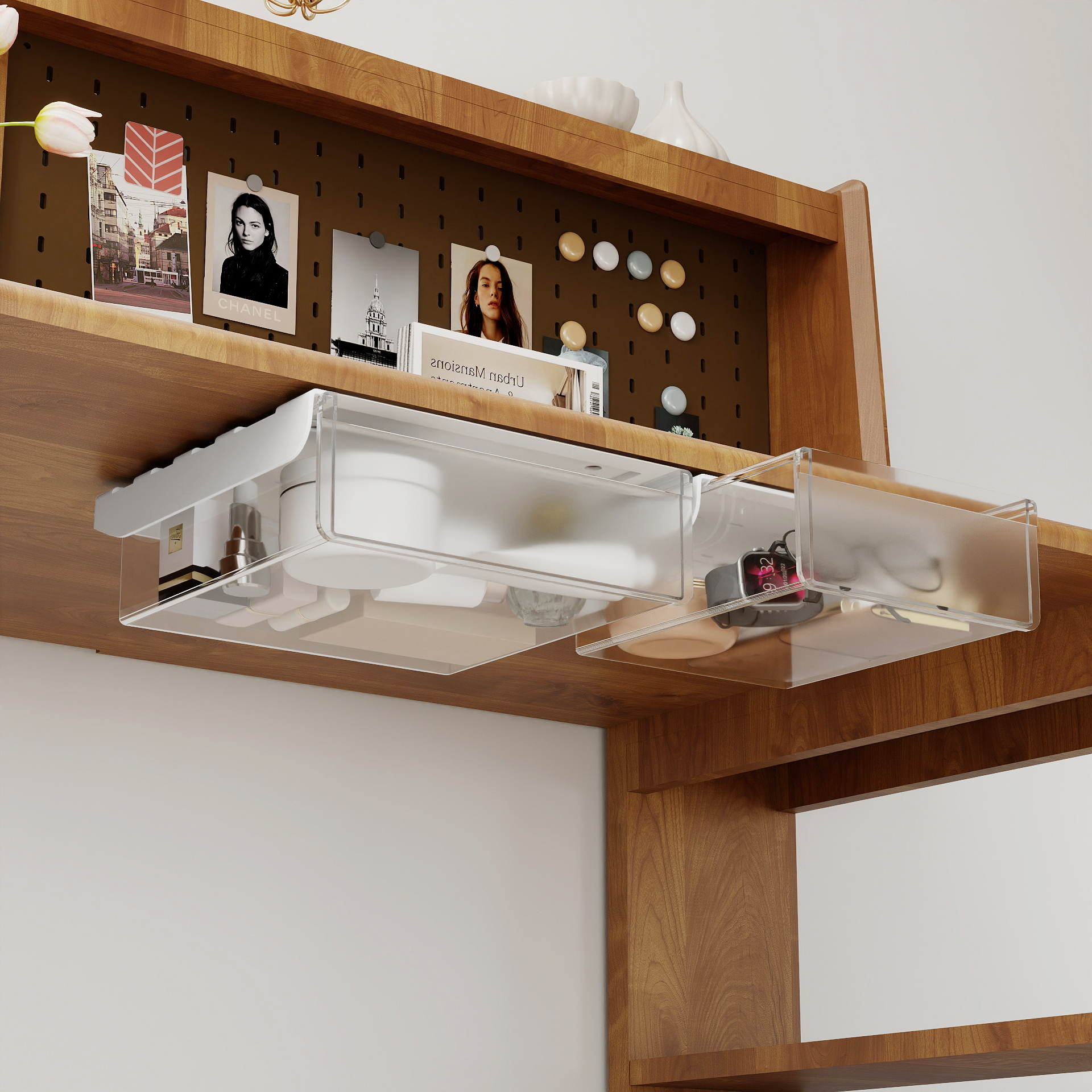Desk Setup For Studying - Under Desk Hidden Drawer System Adhesive