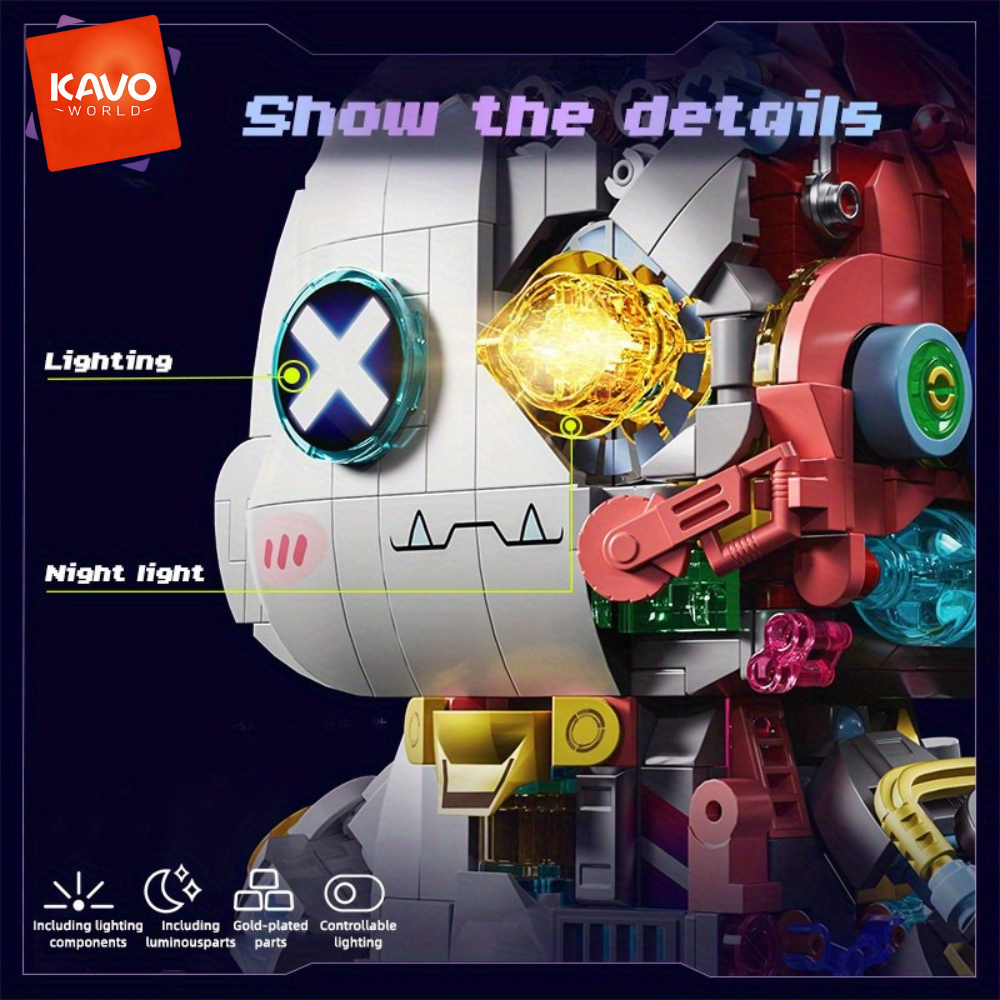 Desk Setup Kit - KAVOWORLD Cyberpunk Mechanical Rabbit Building Blocks