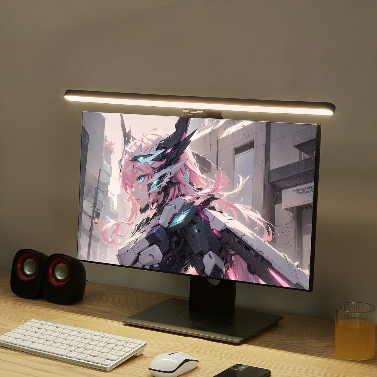 Gaming Setup Desk - LED Monitor Light Hanging Desk Lamp