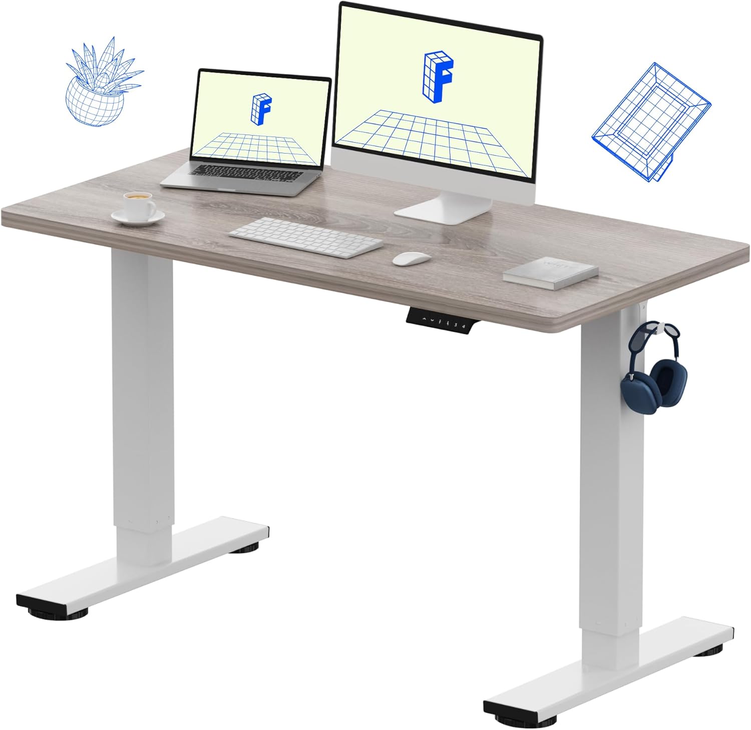 Setup Desk Monitor - One-Piece Electric Height Adjustable Standing Desk