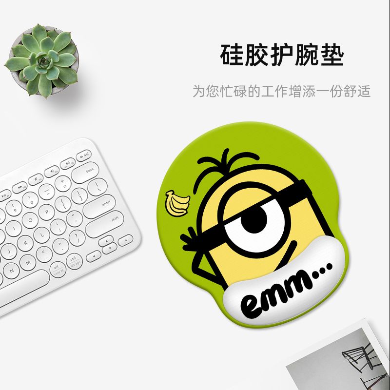 Desk Setup Ergonomic - Minions cartoon cute wristband mouse pad