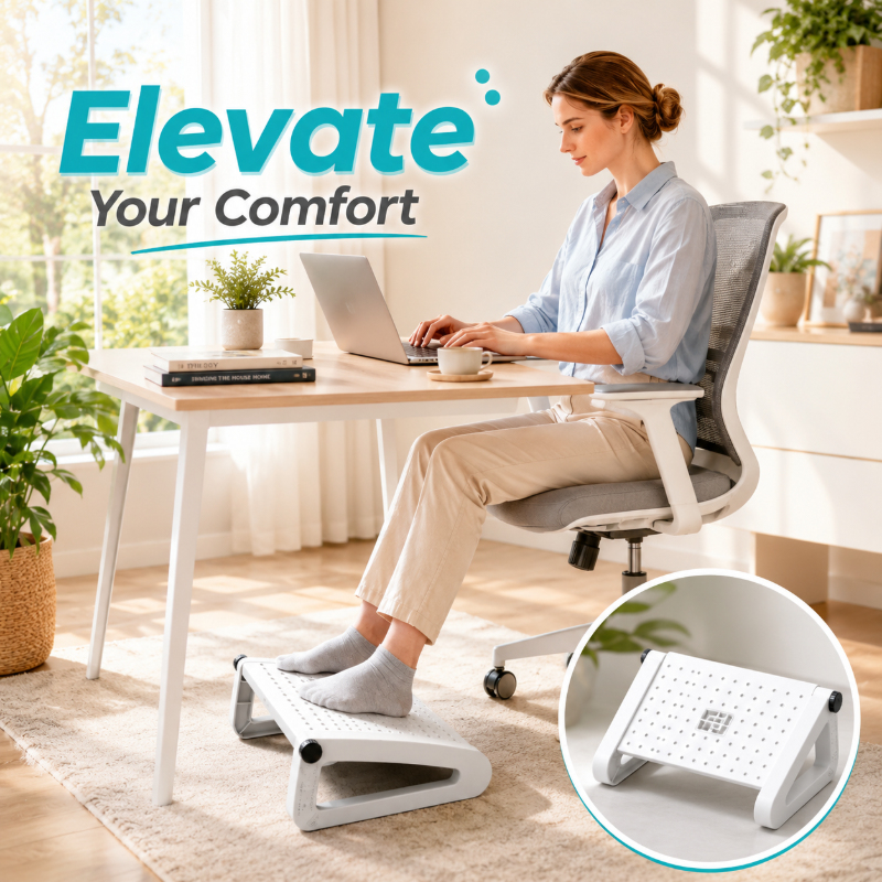 Desk Setup Ergonomic - Adjustable White Triangle Ergonomic Foot Rest,