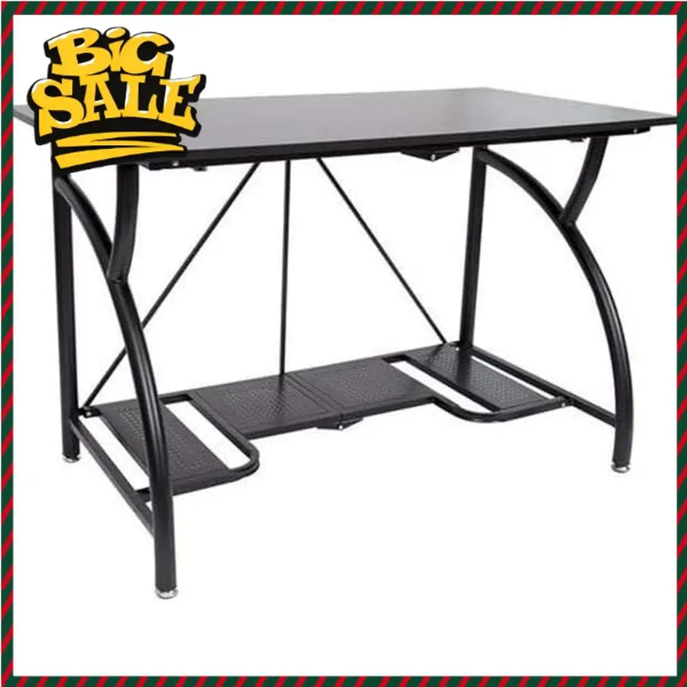 Desk Setup Dual Monitor - Space-Saving Foldable Desk for Home Office,