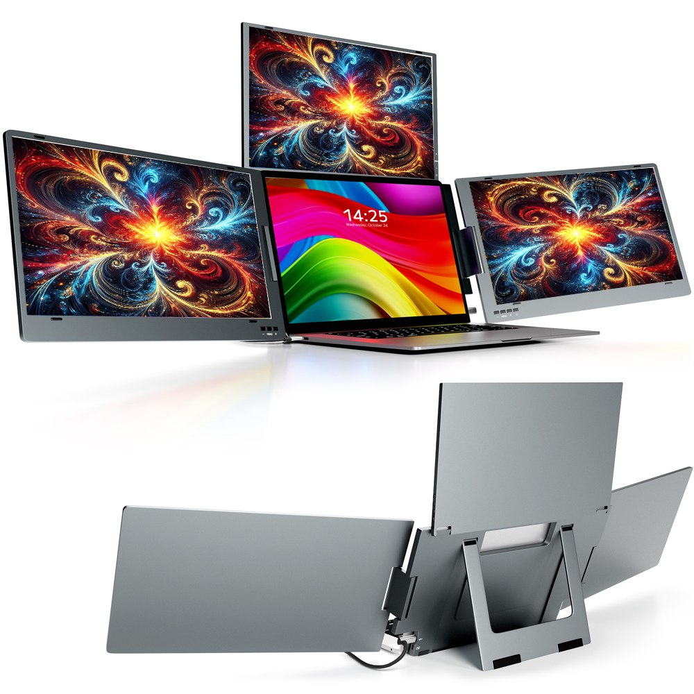 Setup Desk Monitor - Space-Saving Triple 14