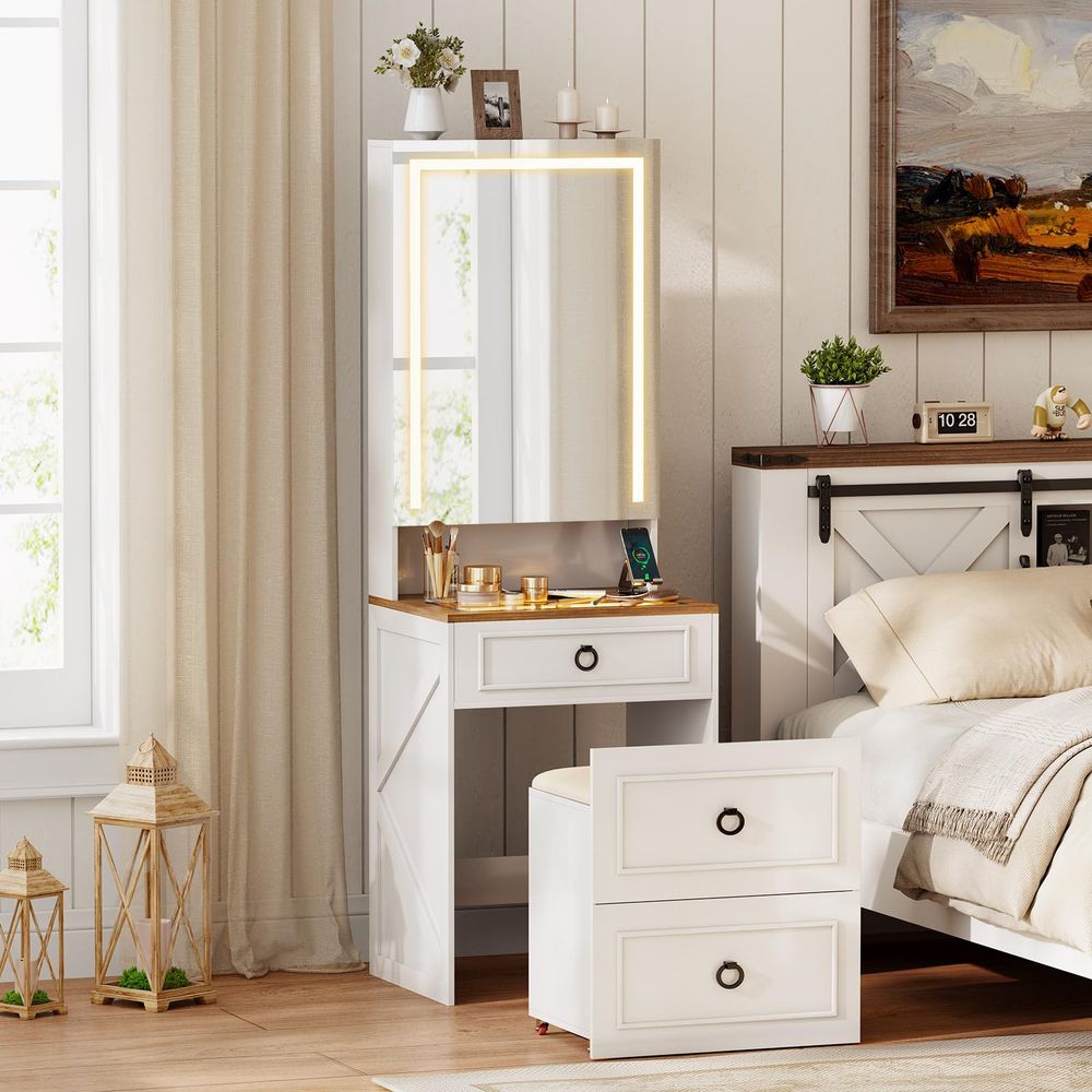 Desk Vanity Setup - Vanity Desk with Flip up Vanity