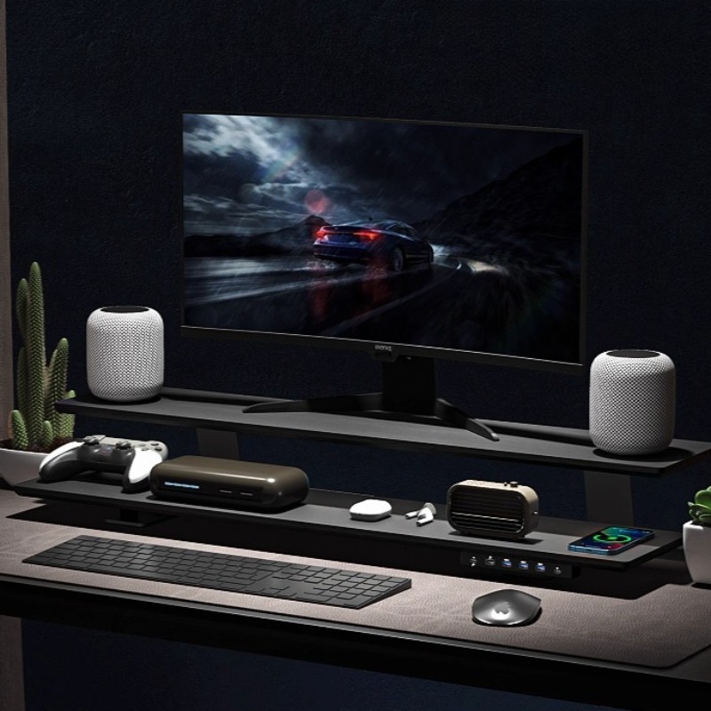 Setup Desk Monitor - Solid Wood Gaming Desk Top with