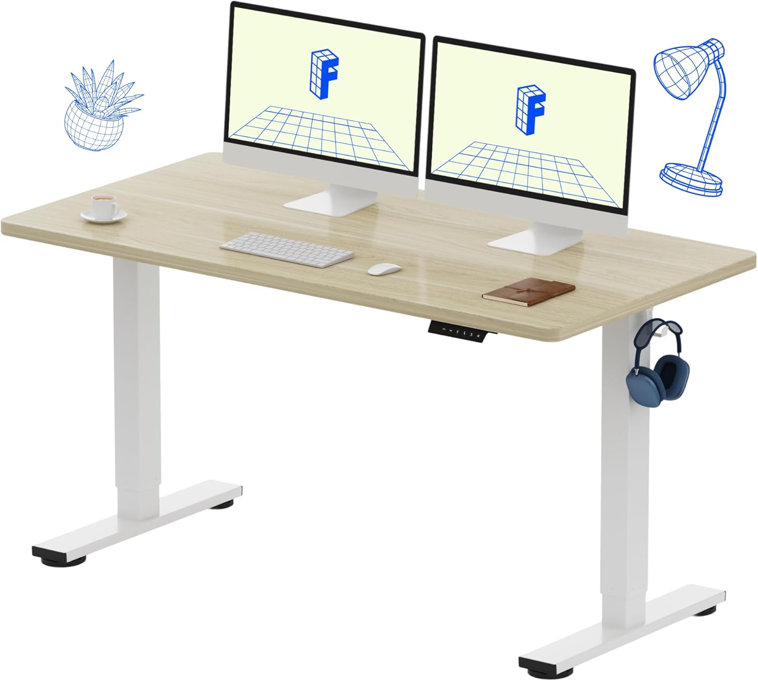 Setup Desk Monitor - Electric Height Adjustable Standing Desk, 55x28