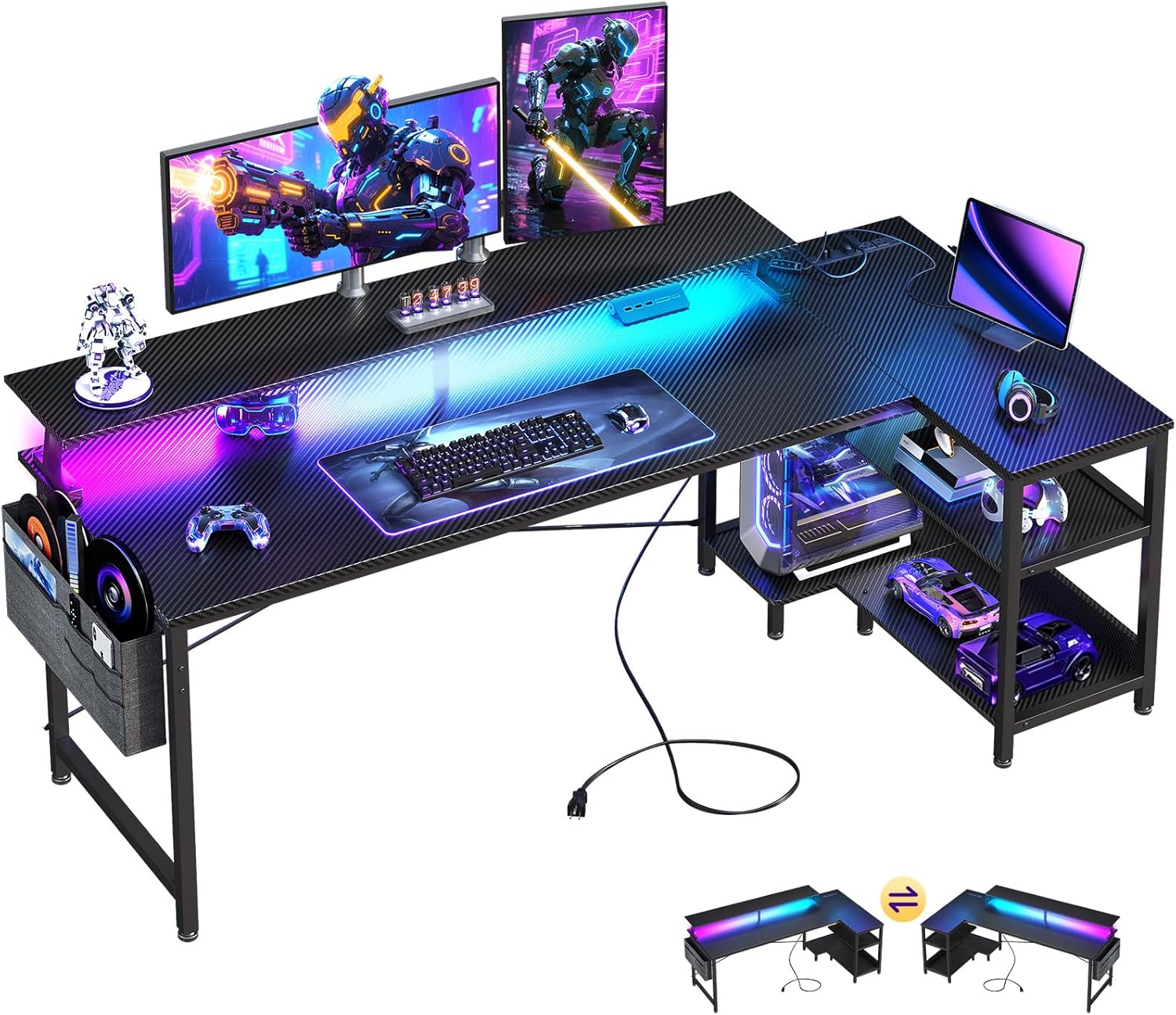 66 Inch L Shaped Computer Desk - Setup Desk Monitor avaliação e preço