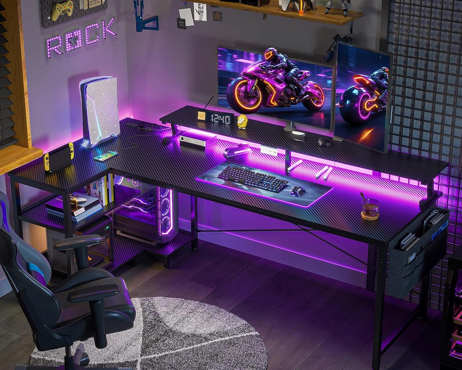66 Inch L Shaped Computer Desk - Setup Desk Monitor avaliação e preço
