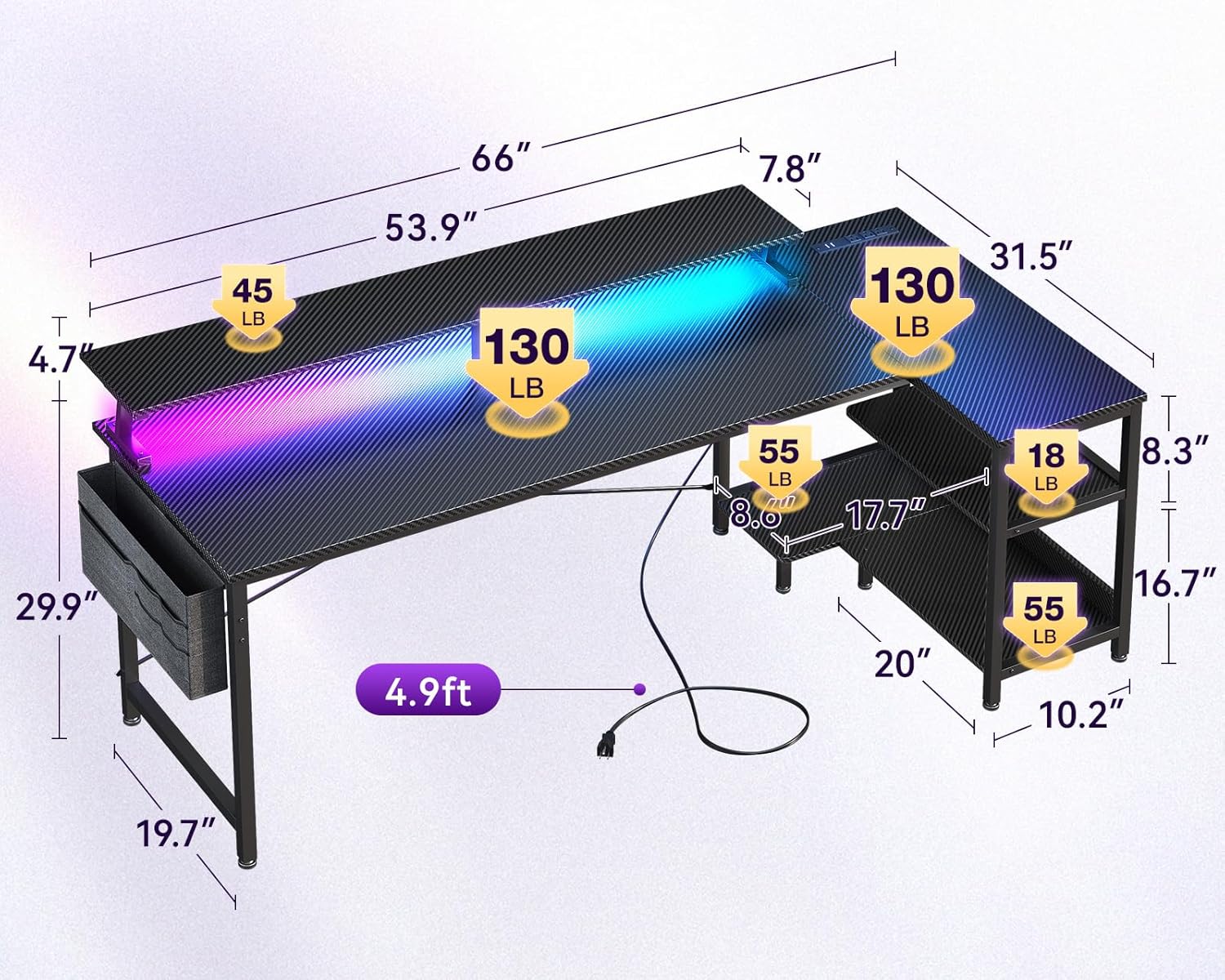 66 Inch L Shaped Computer Desk - Setup Desk Monitor avaliação e preço