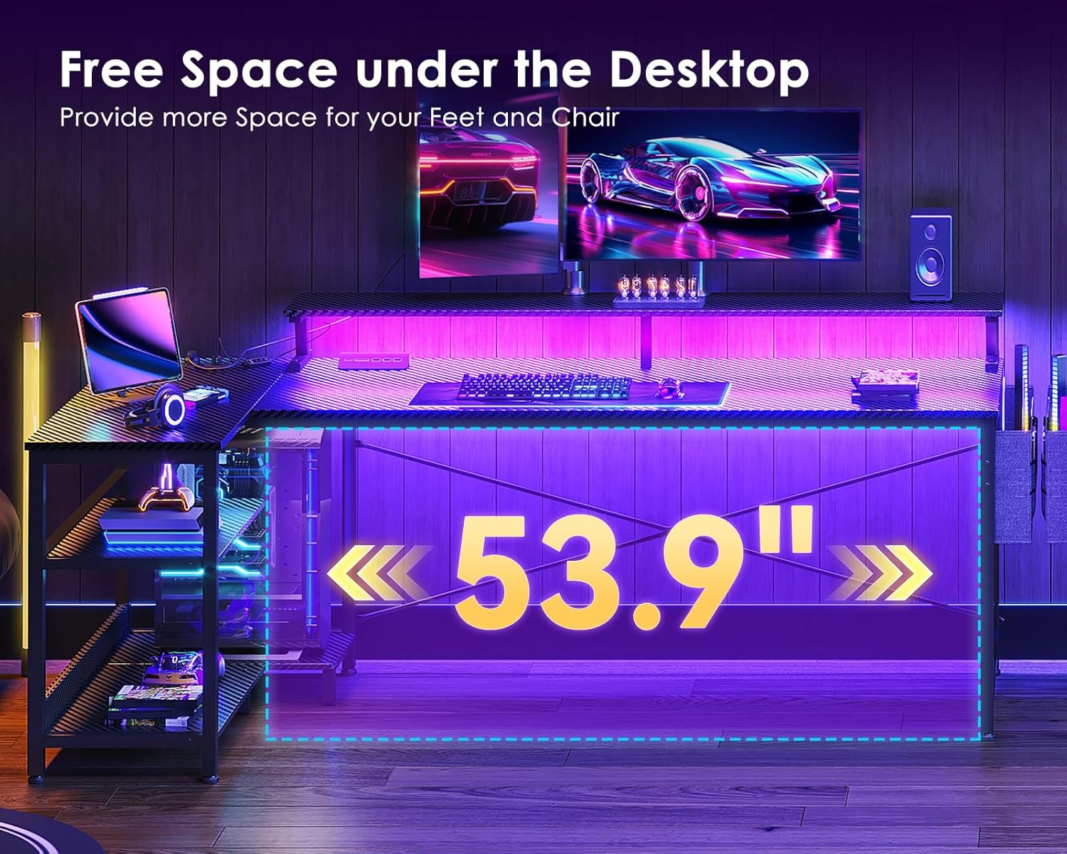 66 Inch L Shaped Computer Desk - Setup Desk Monitor avaliação e preço