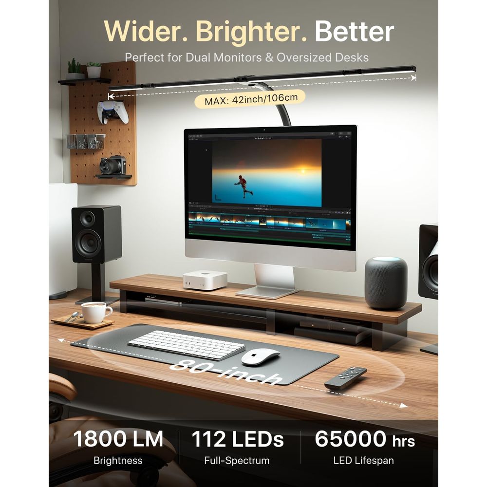 42-inch LED Desk Lamp with Adj - Desk Setup Dual Monitor avaliação e preço