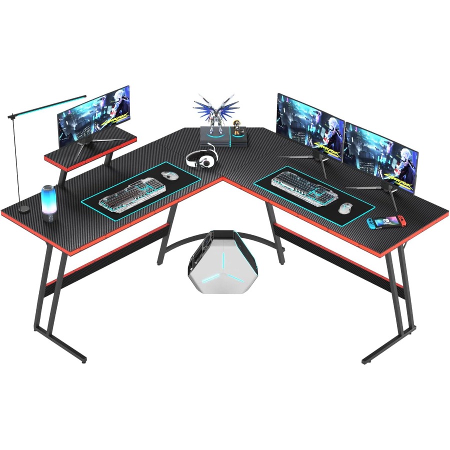 L Shaped Gaming Desk with Larg - Setup Desk Monitor avaliação e preço