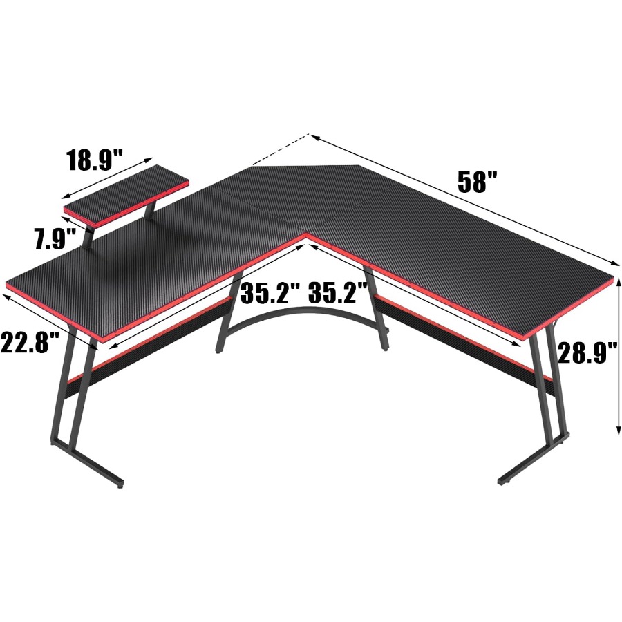 L Shaped Gaming Desk with Larg - Setup Desk Monitor avaliação e preço