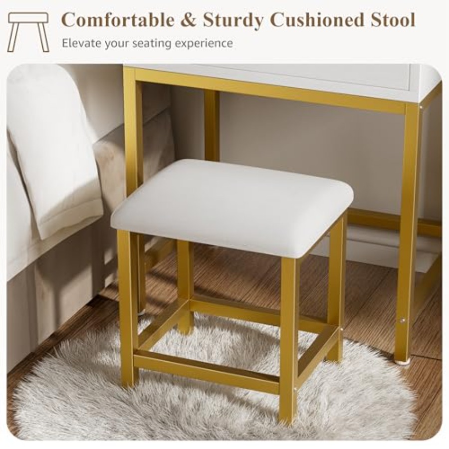 BOLUO Gold Makeup Vanity Desk  - Desk Vanity Setup avaliação e preço