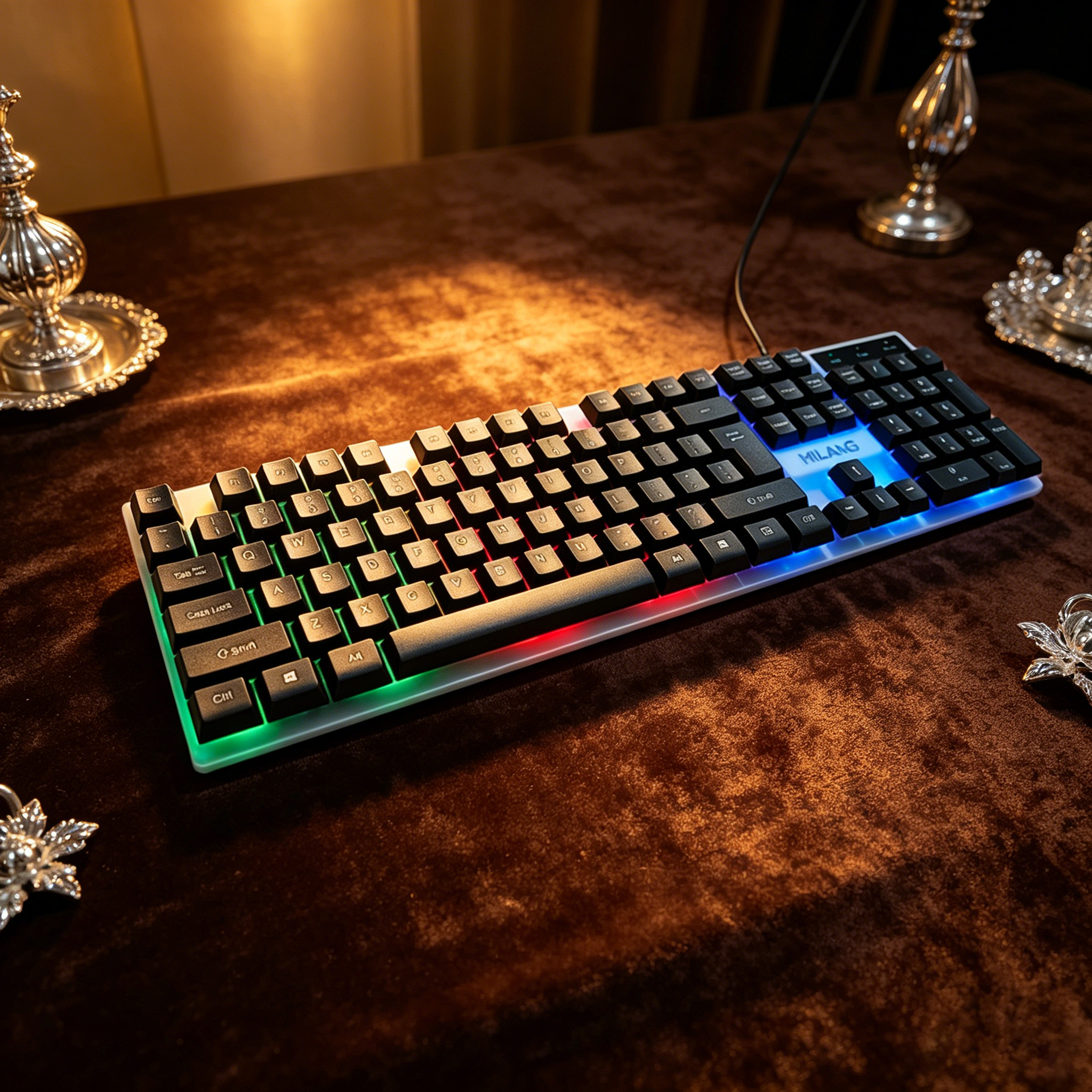 Wired RGB Backlit Keyboard Mou - Desk Setup For Studying avaliação e preço