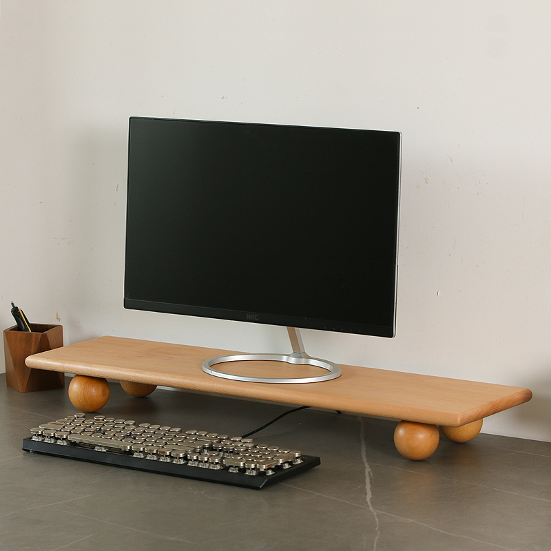 Natural Wood Desktop Riser Dua - Desk Setup Dual Monitor avaliação e preço