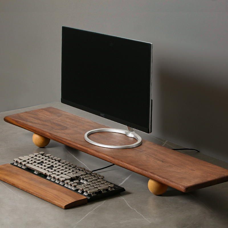 Natural Wood Desktop Riser Dua - Desk Setup Dual Monitor avaliação e preço