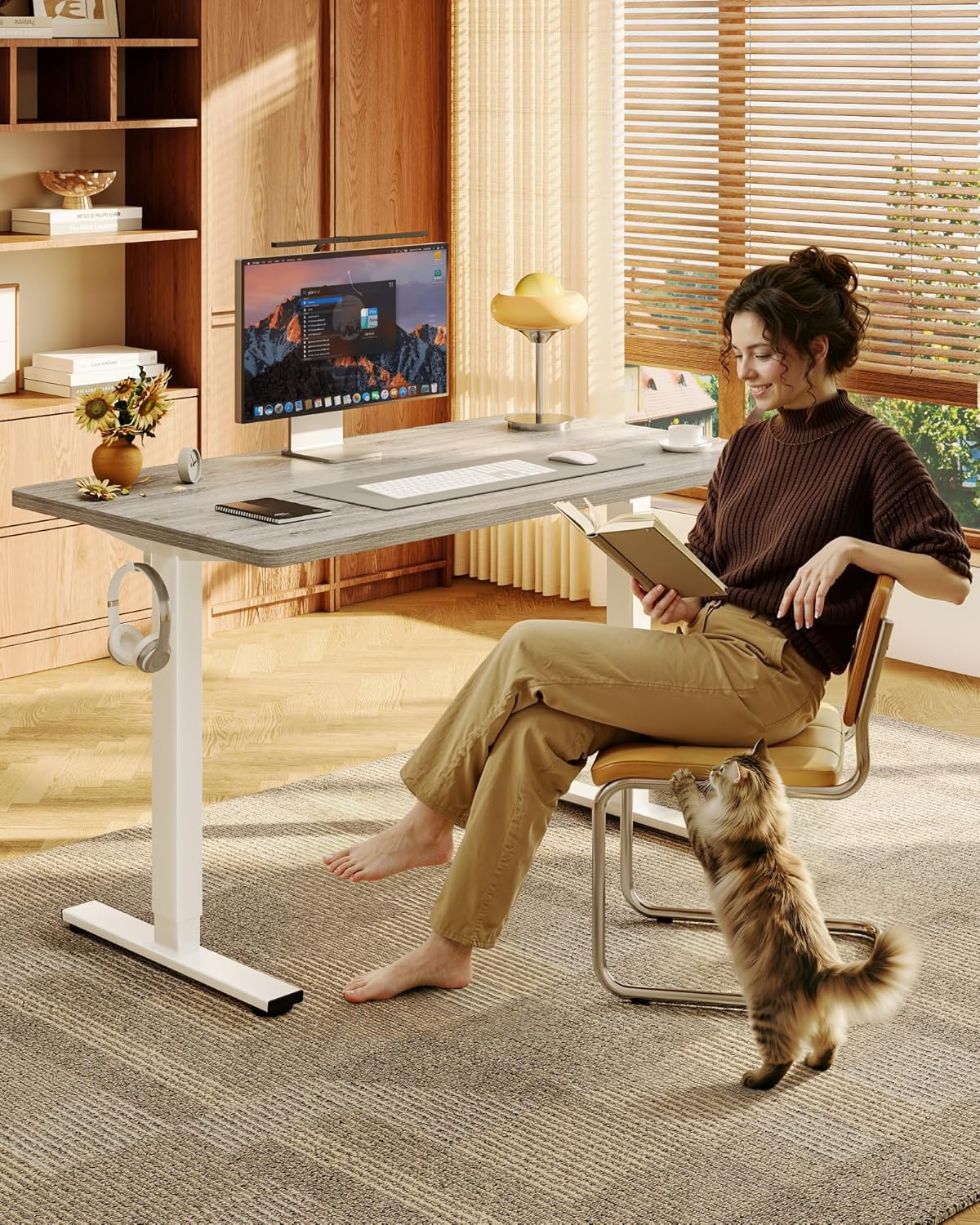 One-Piece Electric Height Adju - Setup Desk Monitor avaliação e preço