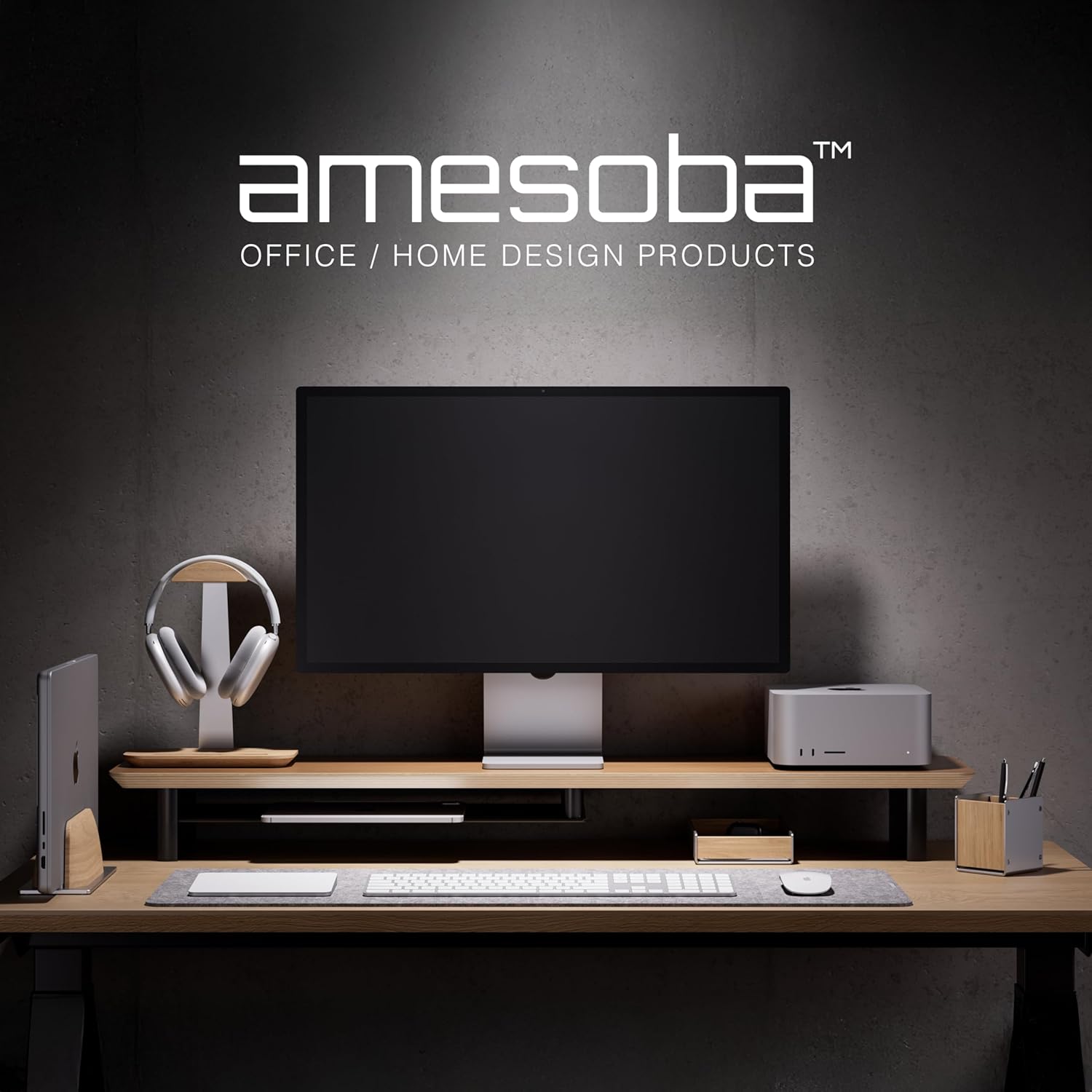 White Oak Dual‑Tier Ergonomic  - Desk Setup Dual Monitor avaliação e preço