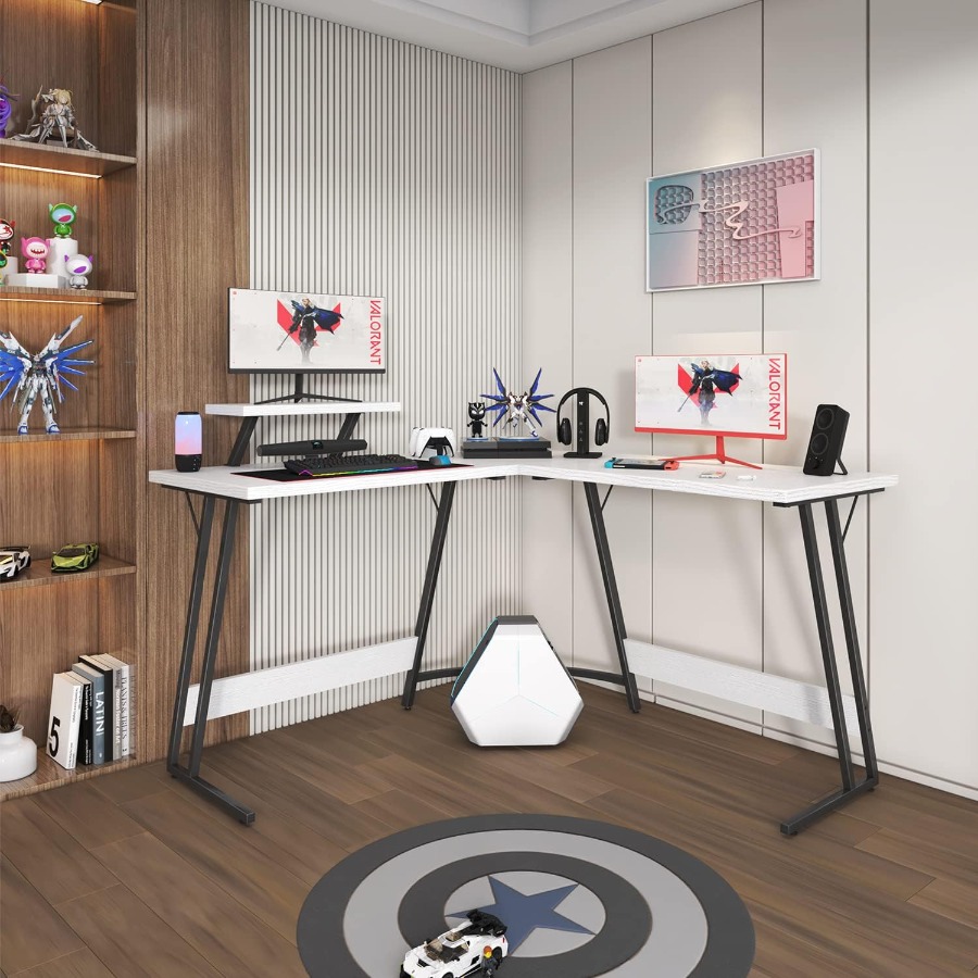 L Shaped Gaming Desk with Larg - Setup Desk Monitor avaliação e preço