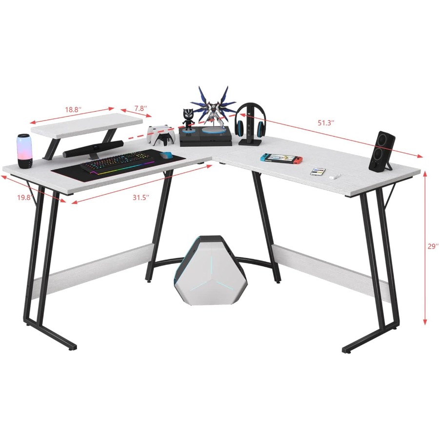 L Shaped Gaming Desk with Larg - Setup Desk Monitor avaliação e preço