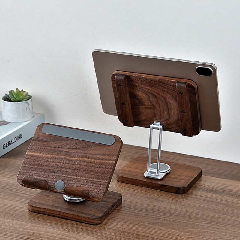 Black Walnut iPad Stand with 3 - Desk Setup For Studying avaliação e preço