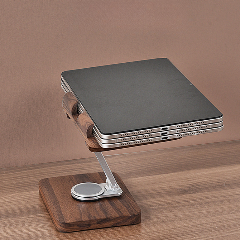 Black Walnut iPad Stand with 3 - Desk Setup For Studying avaliação e preço