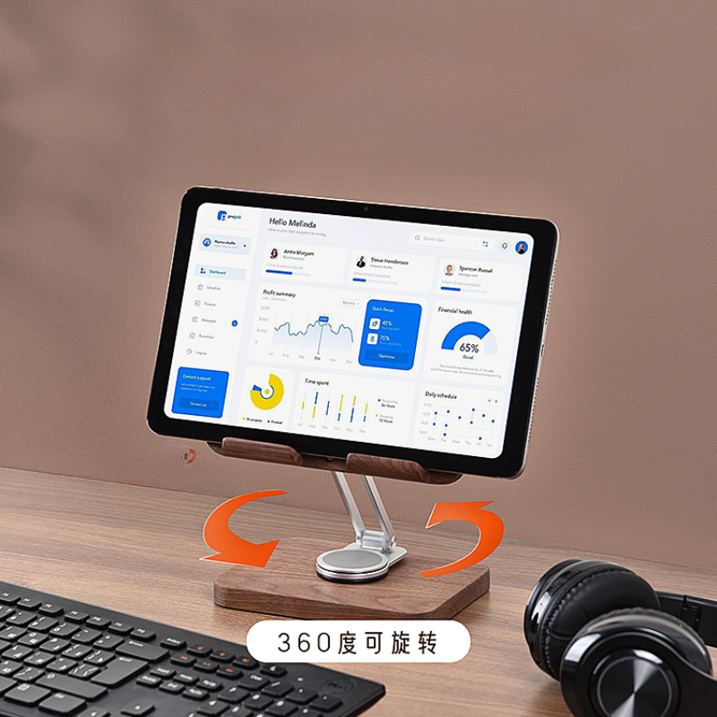 Black Walnut iPad Stand with 3 - Desk Setup For Studying avaliação e preço