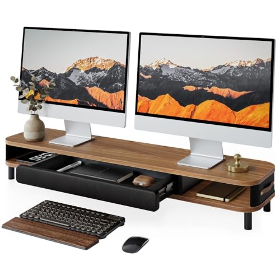 Dual monitor riser for ergonom - Desk Setup Dual Monitor avaliação e preço