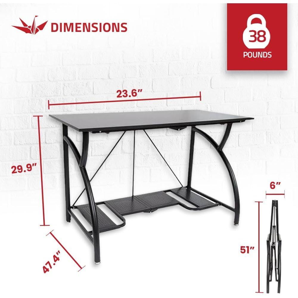 Space-Saving Collapsible Compu - Desk Setup For Studying avaliação e preço