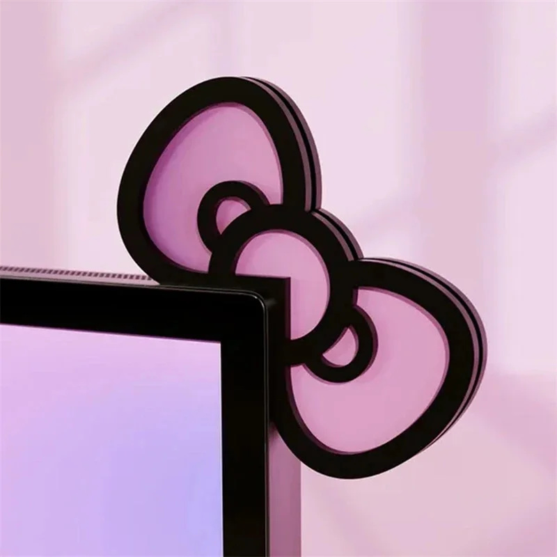 Kawaii Pink Acrylic Bow Monito - Setup Desk Monitor avaliação e preço