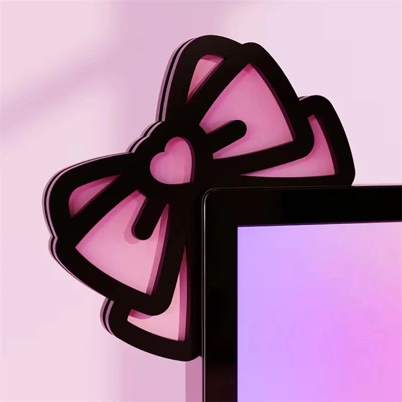 Kawaii Pink Acrylic Bow Monito - Setup Desk Monitor avaliação e preço