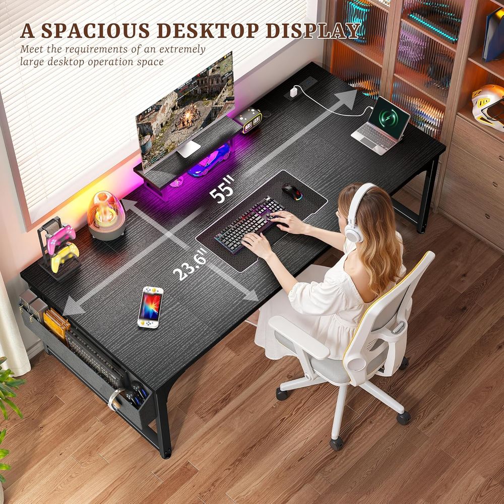 55 Inch LED Gaming Desk with P - Desk Setup Dual Monitor avaliação e preço
