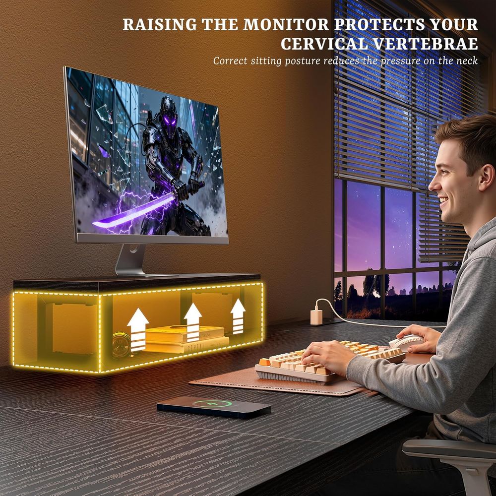 55 Inch LED Gaming Desk with P - Desk Setup Dual Monitor avaliação e preço