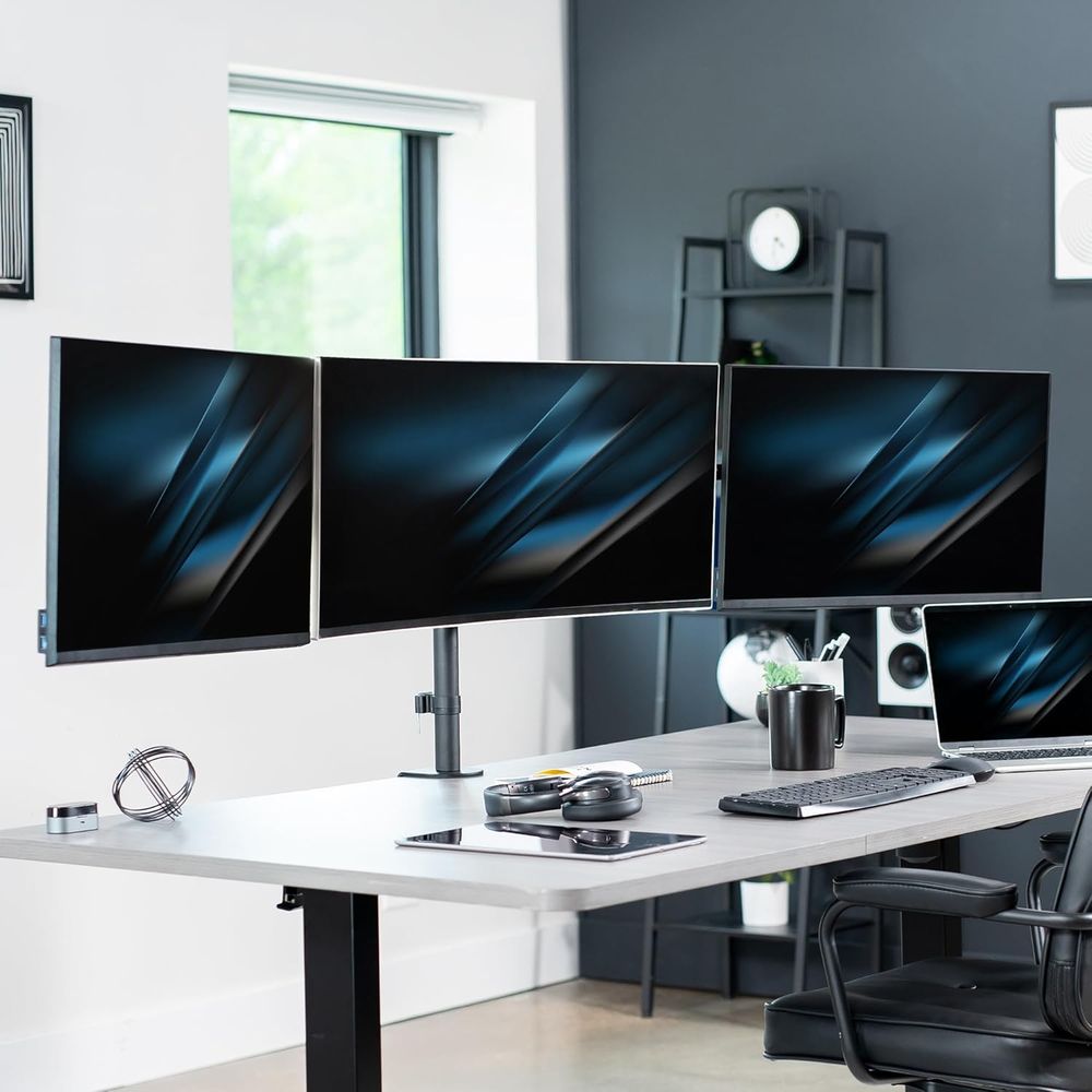 Triple Monitor Desk Mount, Adj - Setup Desk Monitor avaliação e preço