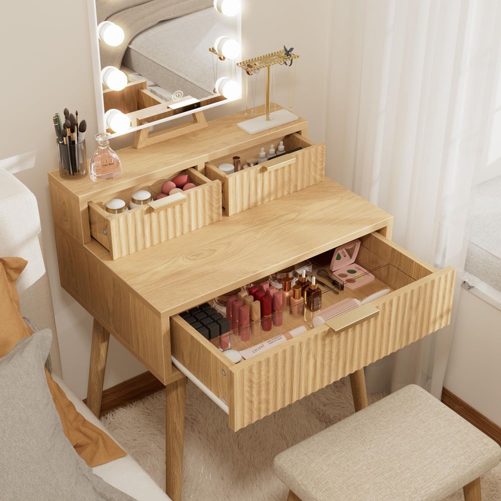Small Vanity Desk with Hollywo - Desk Vanity Setup avaliação e preço