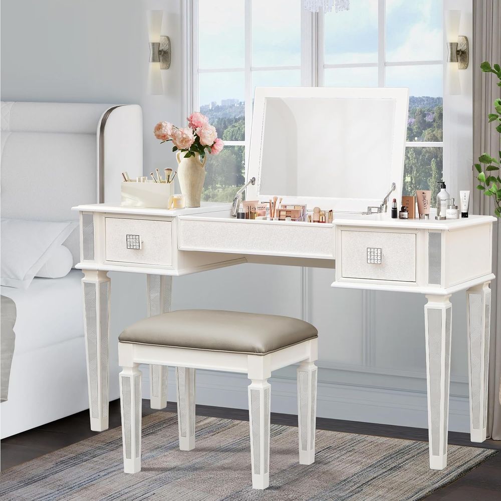 Mirrored Vanities Desk with De - Desk Vanity Setup avaliação e preço