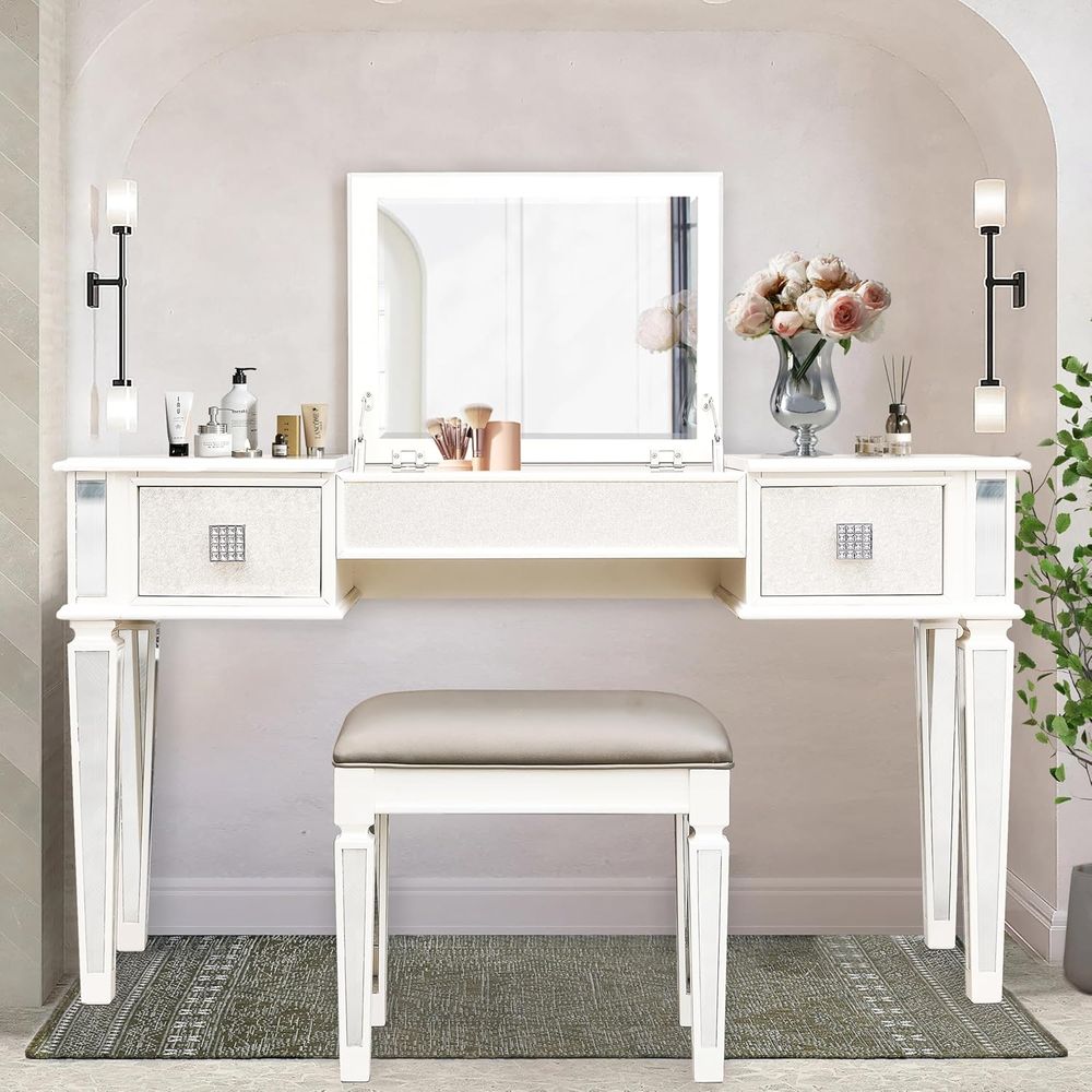 Mirrored Vanities Desk with De - Desk Vanity Setup avaliação e preço
