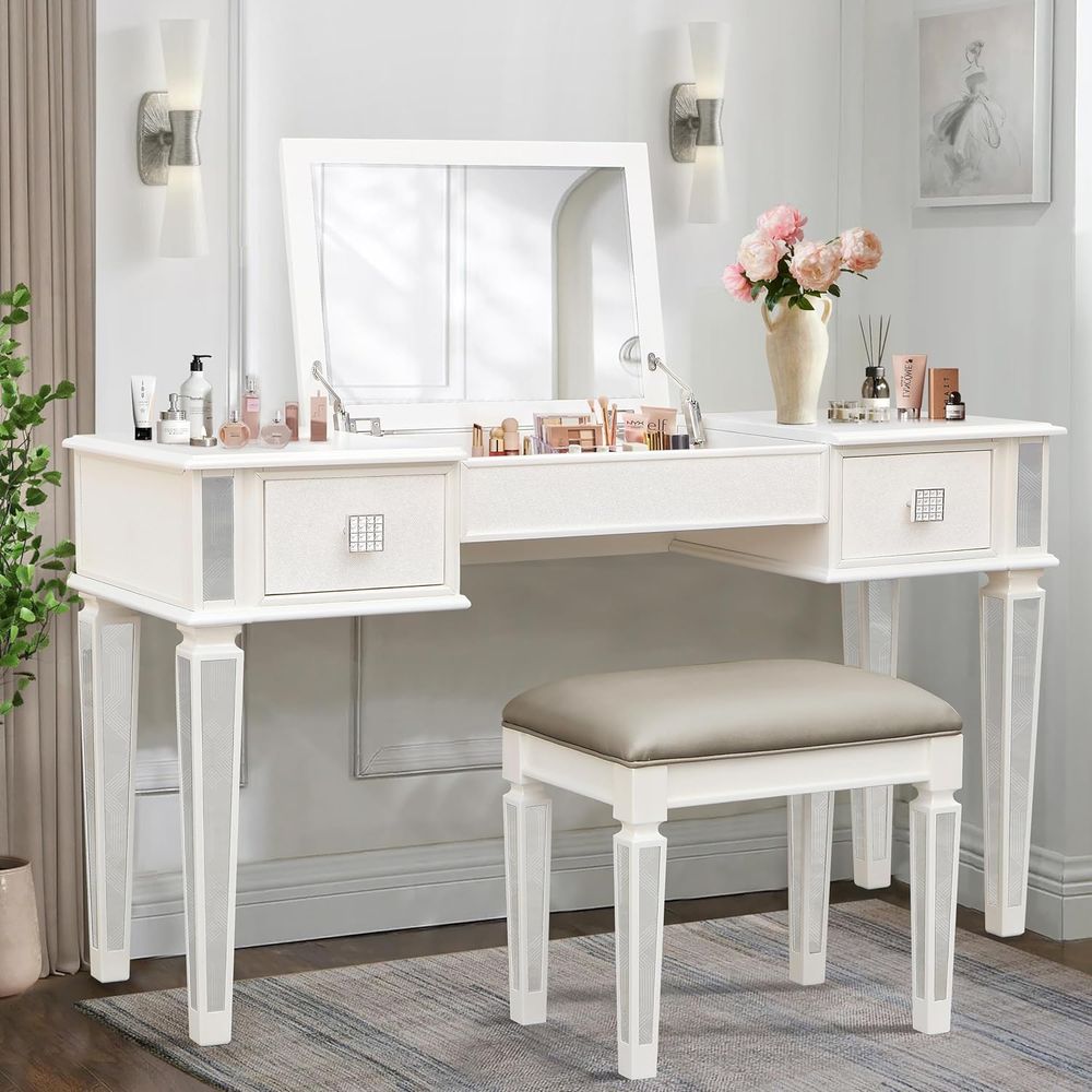 Mirrored Vanities Desk with De - Desk Vanity Setup avaliação e preço