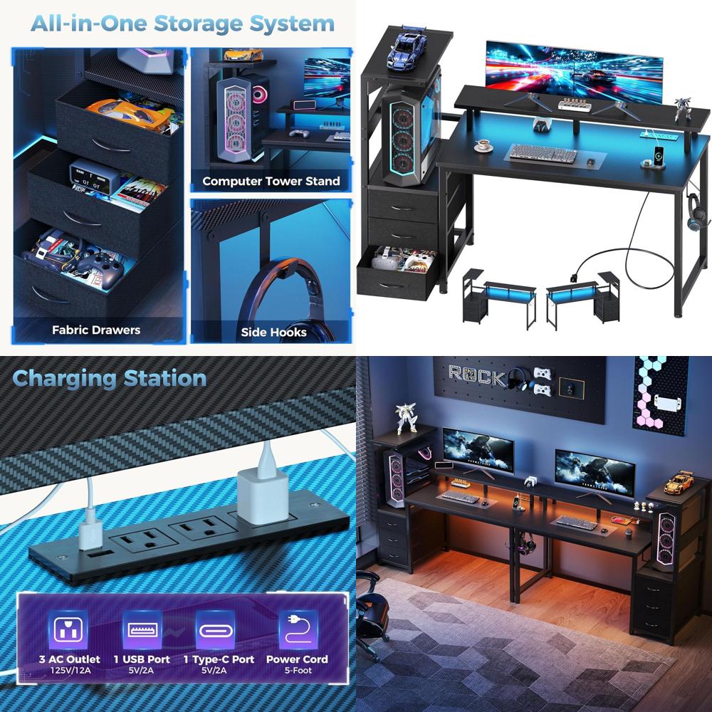 52'' L-Shaped Gaming Desk with - Desk Setup Dual Monitor avaliação e preço