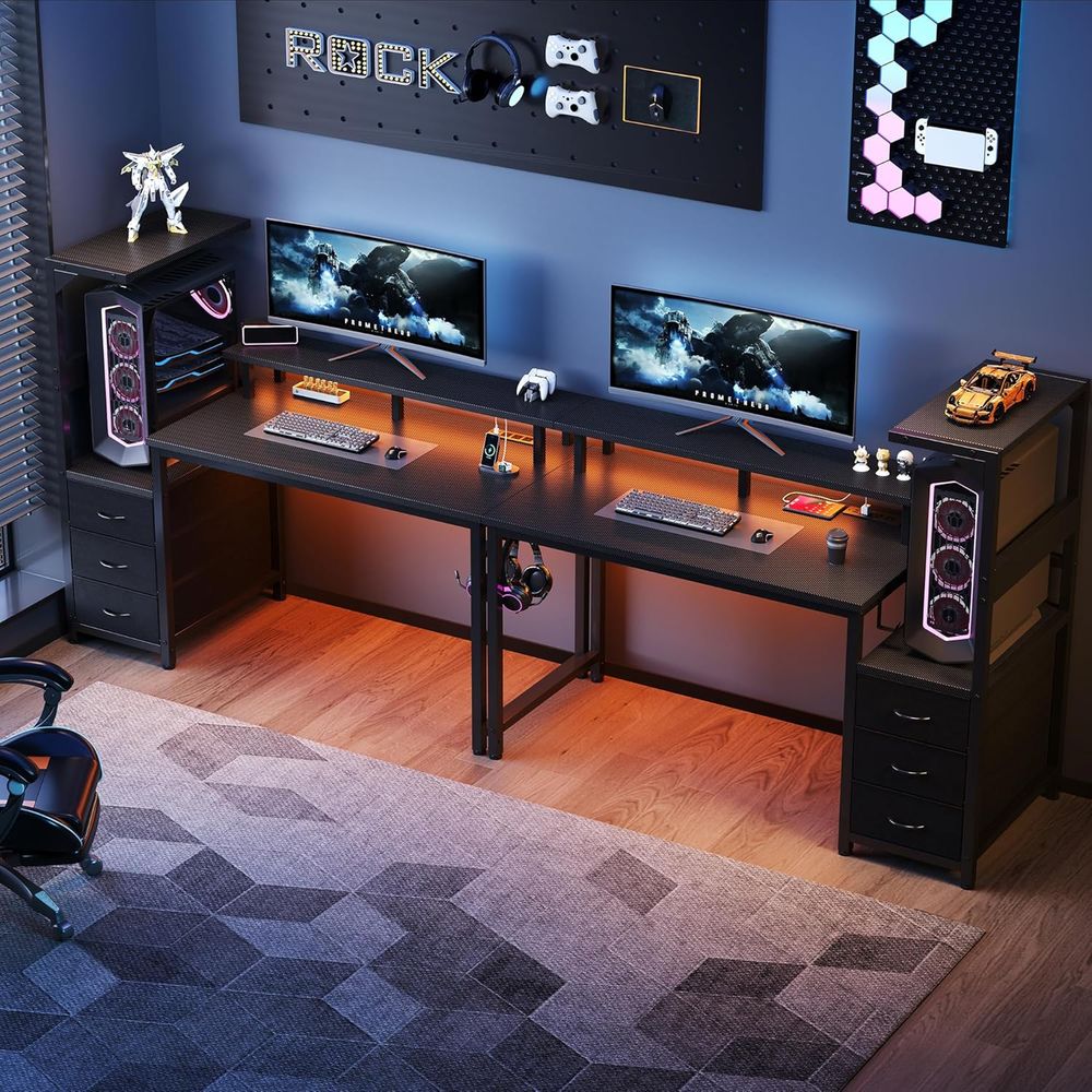 52'' L-Shaped Gaming Desk with - Desk Setup Dual Monitor avaliação e preço