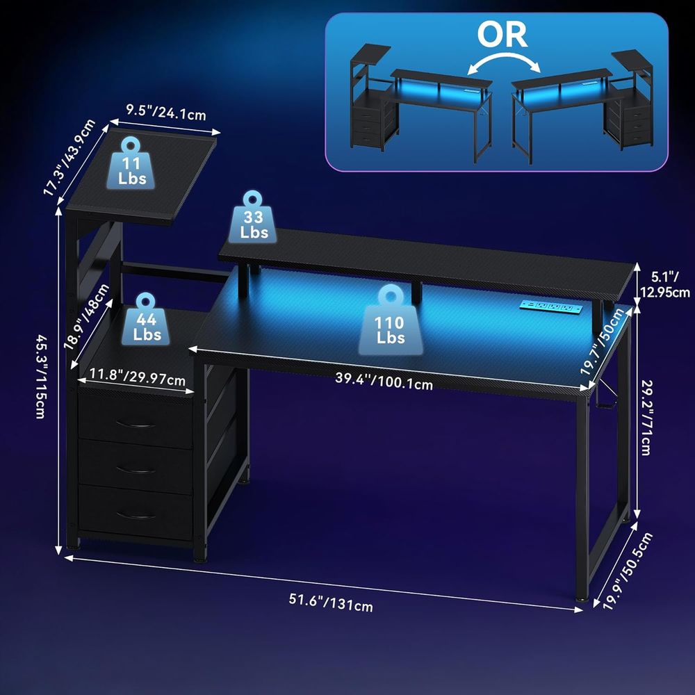 52'' L-Shaped Gaming Desk with - Desk Setup Dual Monitor avaliação e preço