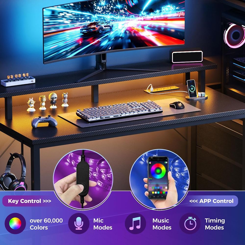 52'' L-Shaped Gaming Desk with - Desk Setup Dual Monitor avaliação e preço