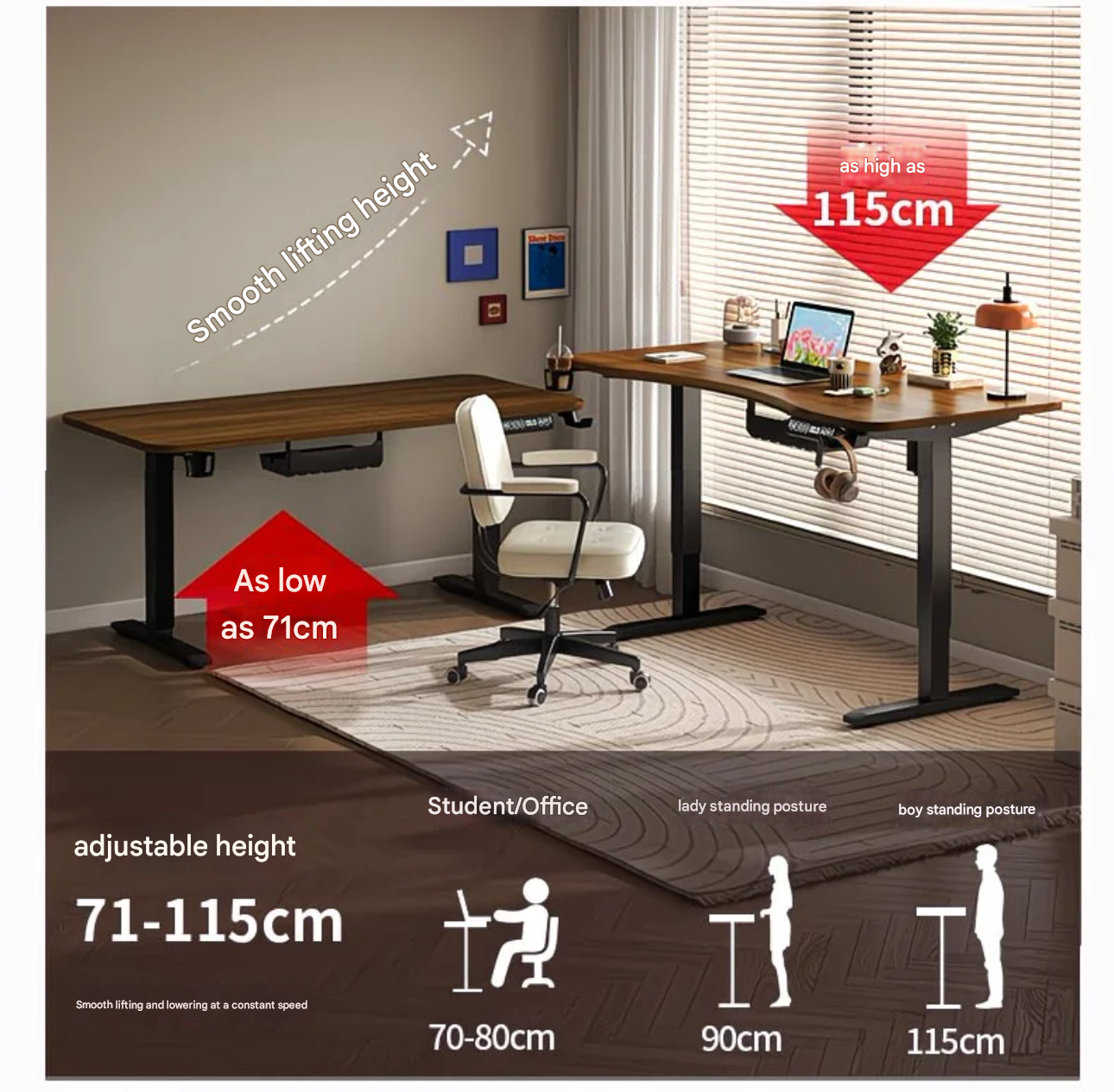 80/100/120/140cm Height Adjust - Gaming Setup Desk avaliação e preço