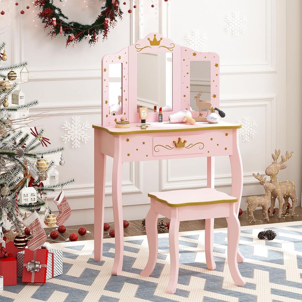 Kids Vanity Set with Mirror an - Desk Vanity Setup avaliação e preço