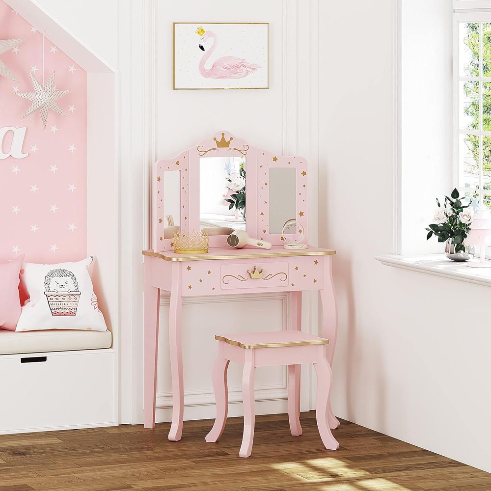 Kids Vanity Set with Mirror an - Desk Vanity Setup avaliação e preço