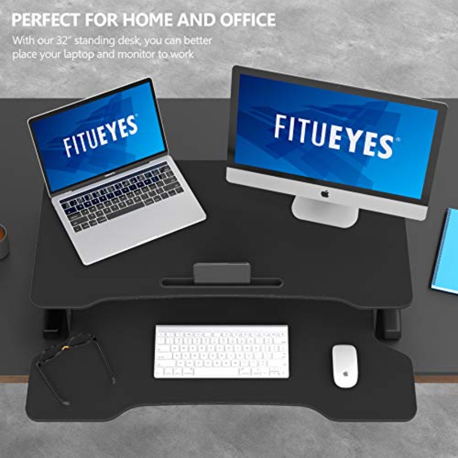 Office sit-stand desk converte - Desk Setup Dual Monitor avaliação e preço