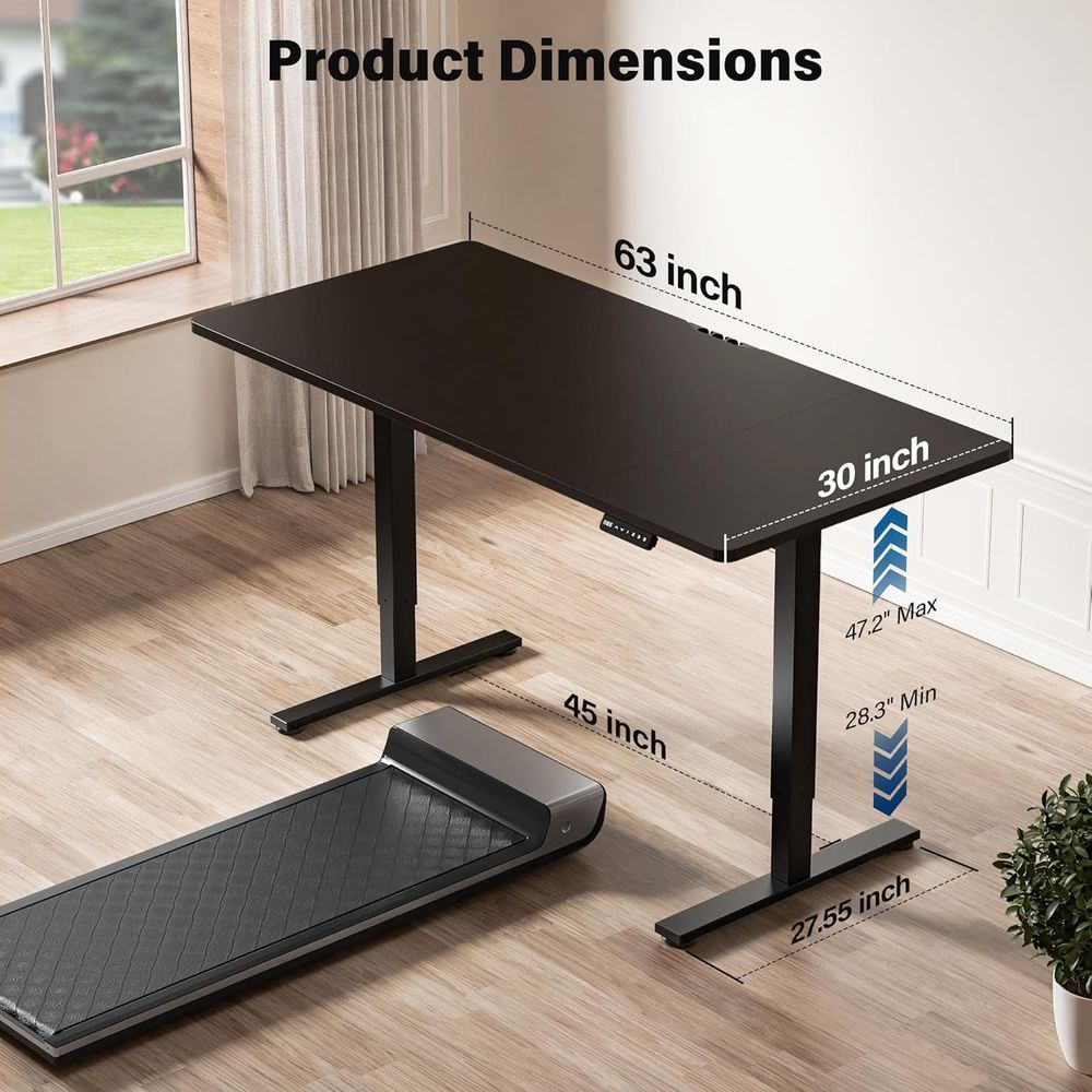 Large 63x30 Electric Adjustabl - Desk Setup Dual Monitor avaliação e preço