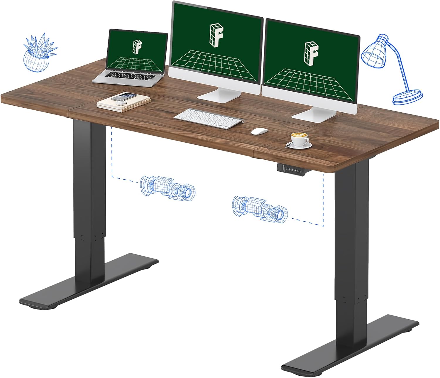 Large Electric Standing Desk w - Desk Setup Dual Monitor avaliação e preço